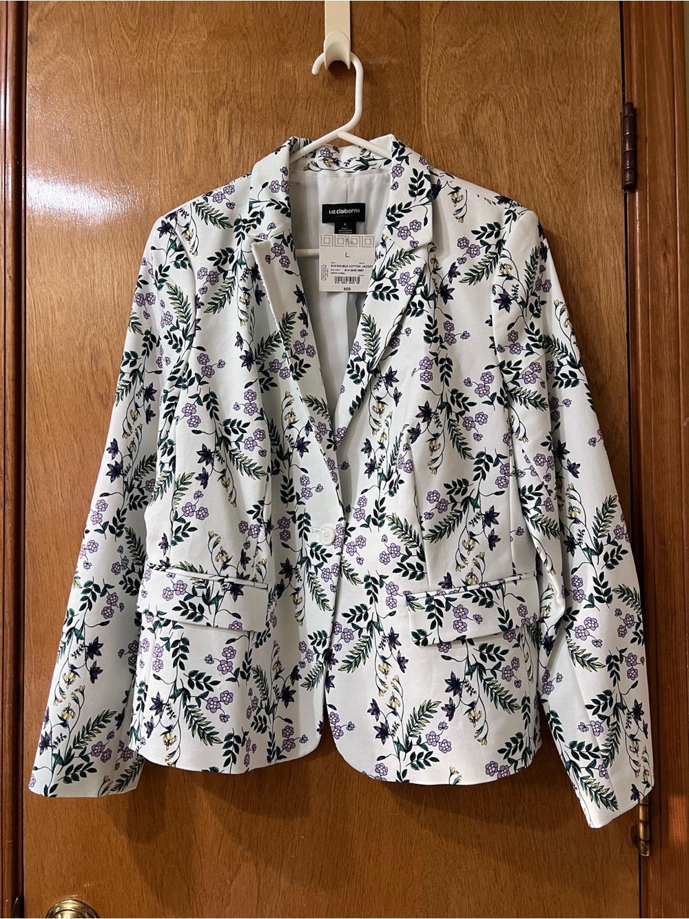 Liz Claiborne- Career - White Blazer with Lavender Floral Print